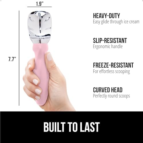GORILLA GRIP® Heavy Duty Ice Cream Scoop, Professional Scooper, Pink
