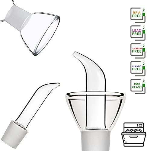 17oz/500ml Clear Glass Olive Oil Dispenser Bottle - Oil and Vinegar Cruet with Non Drip Pourers and NO Funnel Needed - Olive Oil Carafe Decanter for Kitchen and BBQ