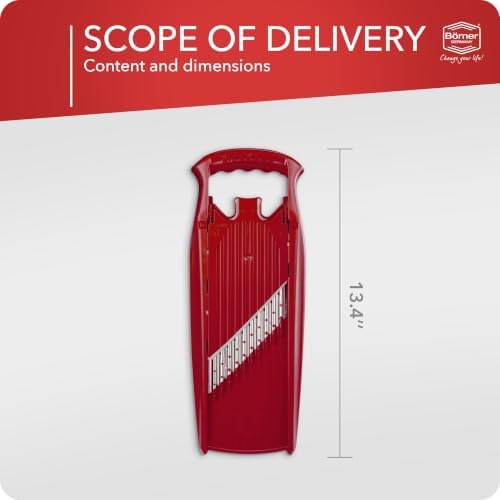 Börner by Reston Lloyd Wave-Waffle Power Line • Crinkle Cut/Spirelli Vegetable Slicer • Slicer for Wave Waffle Cut Style • Multiple Thickness Options • Made in Germany, Red
