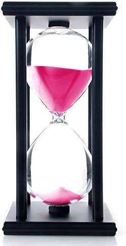 60 Minutes Hourglass, Wood Sand Timer, Pink