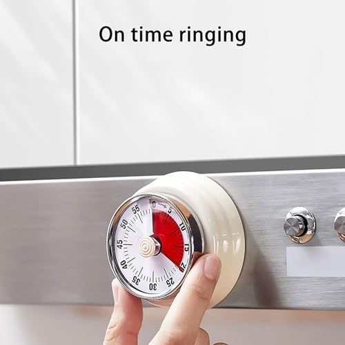 Elegant Stainless Steel Vintage Kitchen Timer with Magnetic Attachment - 60-Minute Countdown & Audible Alarm, Perfect for Cooking, Office Tasks, and Study Sessions (01-Pink)