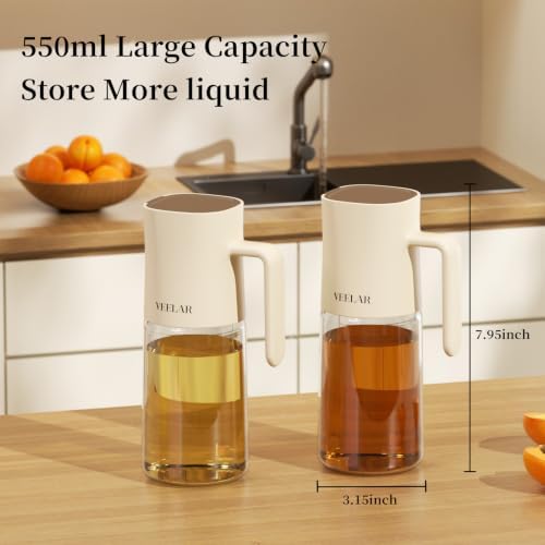 Glass Olive Oil Dispenser Bottle, 2 Pcs, 550ml