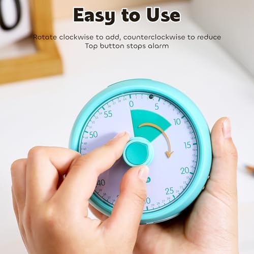 Visual Timer for Kids 60-Minute Countdown Timer with Optional Alarm, Focus Tool for ADHD & Autism, Time Management for Homework, Chores, Office, Kitchen, Teaching & Study Routines (Green)