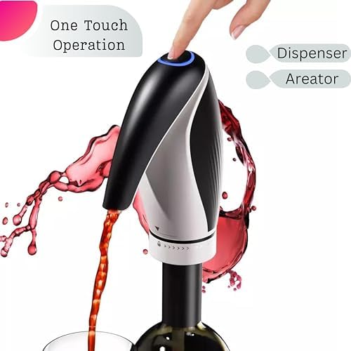 Electric Wine Aerator Pourer Rechargeable 3-in-1 Automatic Wine Decanter Dispenser Preserver Penguin Shape Gifts for Wine Lovers (Red)