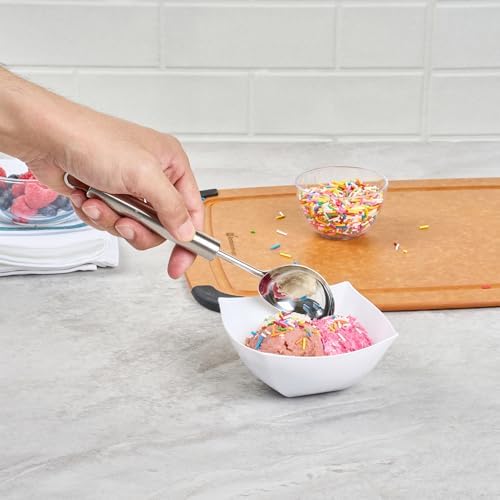 Restaurantware Stainless Steel Ice Cream Scoop - German Standard Heavy Duty Ice Cream Scooper with Ergonomic Handle, Dishwasher-Safe - Kitchen Scoop For Gelato, Sorbet, Melon