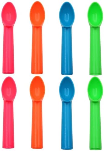 8 Pack Plastic Ice Cream Scoop & Fruit Scoop Nonstick Ice Cream Spoon with Comfortable Handle for Home Gatherings Dessert Shops and Kitchen Tools 4 Colors