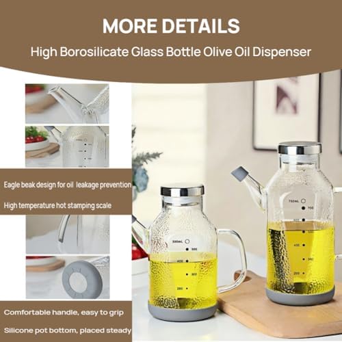 High Borosilicate Glass Oil Bottle,Olive Oil Dispenser for Kitchen