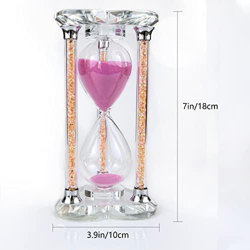 60 Minutes Sand Timers,Heart Shaped Crystal Hourglass, Sand Clock with Gift Box (Pink)