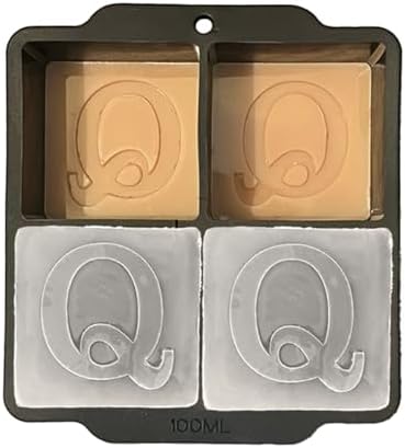 Monogrammed Ice Cubes Mold with Lid, 2 inch Whiskey Ice Cube Tray, Personalized Initials Silicone Cocktail Ice Cube Mold, Wedding Monogram, Thank You Gift, Gifts for Dad (Letter Q)