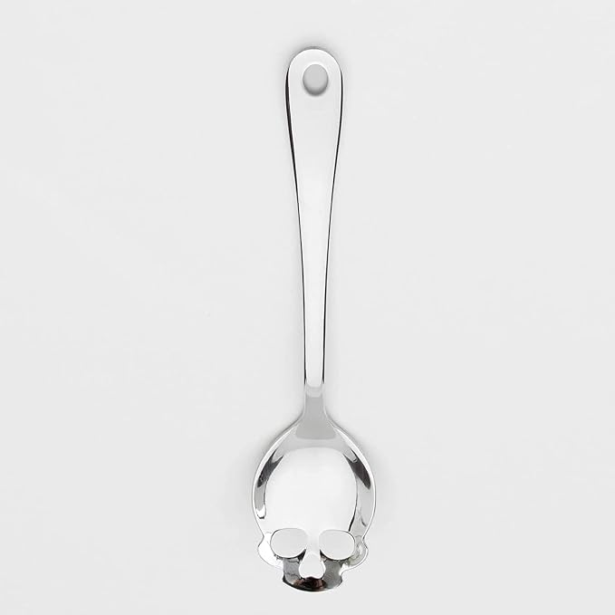 Suck UK Skull Serving Spoon - Gothic Kitchenware - Horror Kitchen Accessories - Goth Halloween Home Decor - Pasta Serving Spoon - Slotted Spoon For Cooking & Straining - Salad Servers - Gothic Gifts