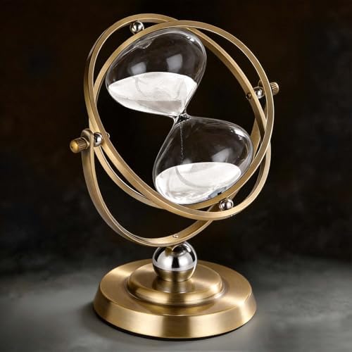 Brass Hourglass Sand Clock Timer, Vintage Hour Glass 60 Minute for Decor