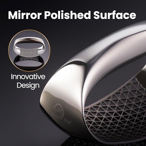 Gourmet Easy Stainless Steel Garlic Press Rocker with Eject Base & Scraper