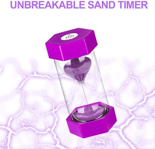 SuLiao Sand Timers 1m/2m/3m/5m/10 Minute,Plastic Hourglass Sand Timer for Kids,Colorful Large Hour Glass Clock,Visual Sandglass Set for Classroom Games Kitchen Office Desk(Pack of 5)