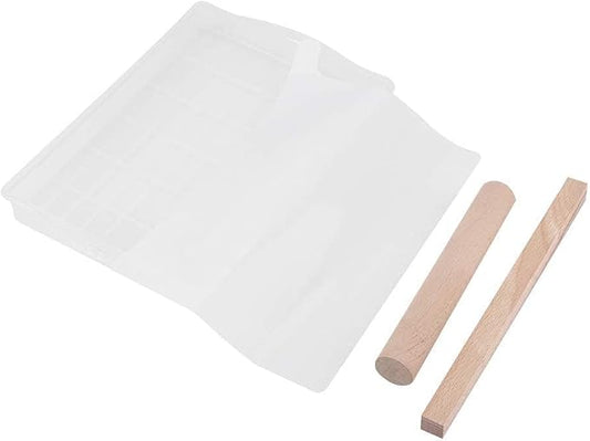 Nougat Mold, Silicone Mat Wooden Rolling Pin Cutting Rolling Pin Baking Candy Tools for DIY Chocolate Candy