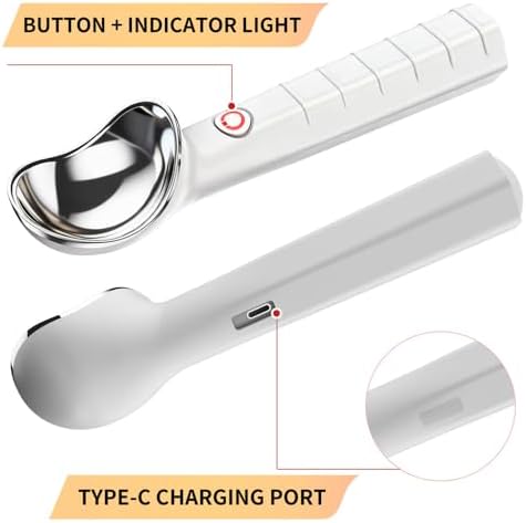 Heated Ice Cream Scoop | Warming Icecream Scooper with 3-Level Adjustable Heats - 113/158℉, LED Display, 2000mAh Capacity, Rechargeable | for Hard Ice Cream and More (White)