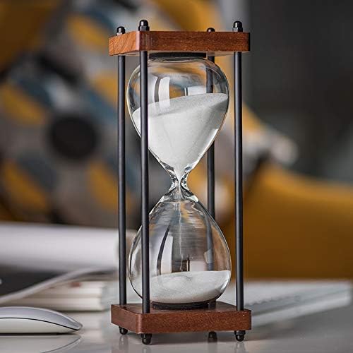 SAMLONG Large Hourglass Timer 30 Minute, Decorative Wooden Sandglass, White