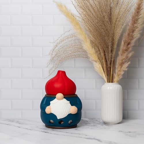 Fox Run Gnome Garlic Keeper, Ceramic Garlic Holder and Lid, 5" x 6.25"