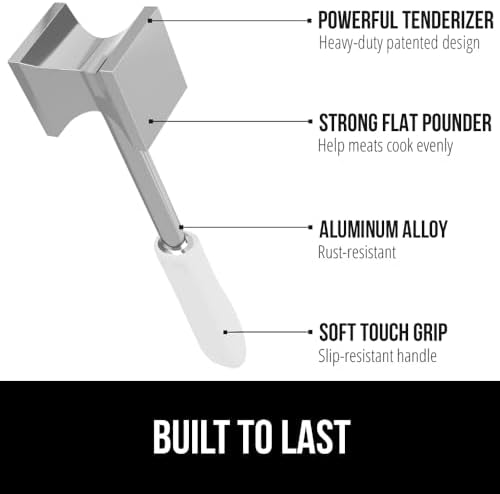 GORILLA GRIP Patented BPA-Free Dual-Sided Meat Tenderizer Mallet, White