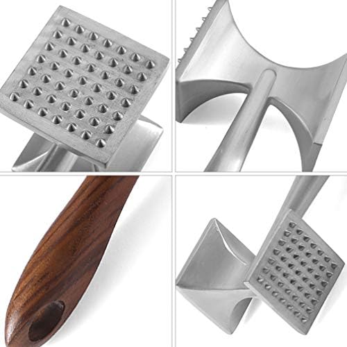 Dual Sided Meat Tenderizer Mallet Hammer with Wood Handle