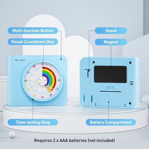 Secura 60 Minute Visual Timer for Kids, Countdown Timer for Time Management