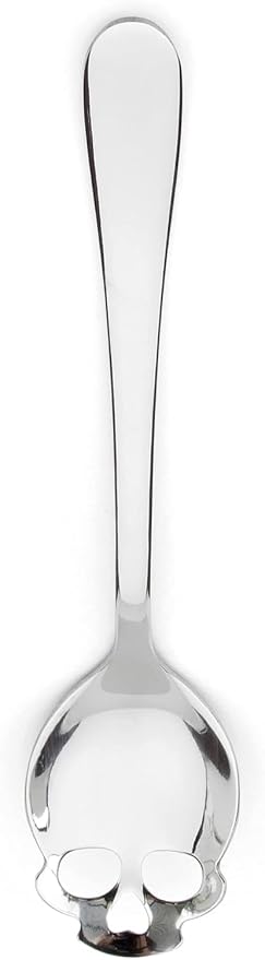 Suck UK Skull Teaspoon - Stainless Steel Sugar Spoon - Plastic-Free Kitchen Utensil & Coffee Accessory - Portion Control Mini Dessert Spoon & Novelty Skull Gift for Gothic Home Decor & Creepy Chefs