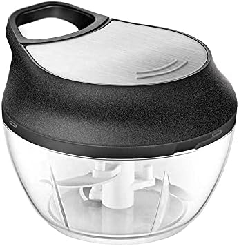Manual Food Chopper - Onion Chopper Vegetable Cutter - Mini Chopper Nut Meats - Vegetable Dicer - Hand Chopper - Chopper One Piece - Black - 3 Cup