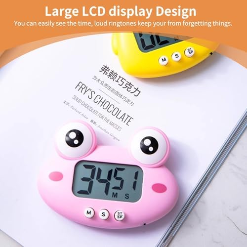 Cute Cartoon Animal Timer, Digital Kitchen Timer Magnetic Countdown Timer with on Off Switch and Large LCD Display for Cooking, Baking, Classroom Supplies