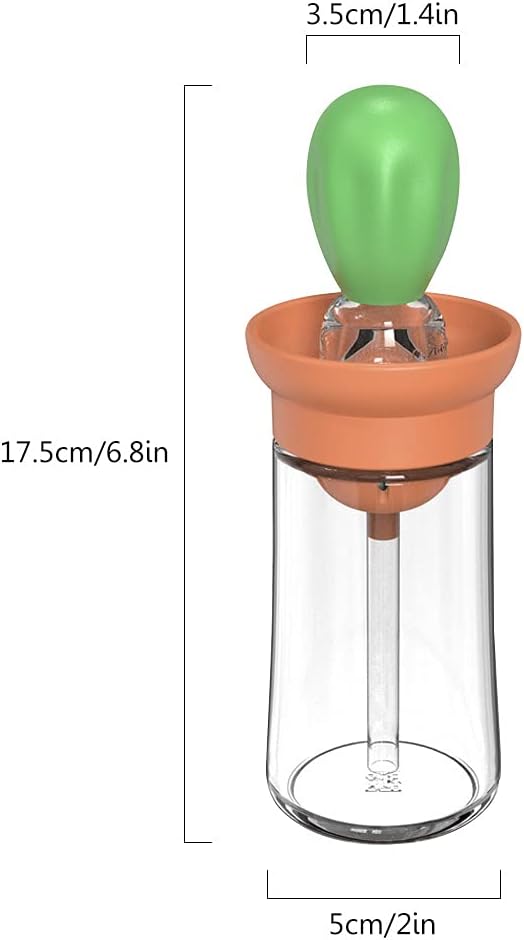 Oil Dispenser with Brush - Glass Olive Oil Dispenser for Kitchen, 2 IN 1 Oil Dispenser Bottle with Silicone Basting Brush for Cooking Vinegar Sauce BBQ Grill Frying, T-OB21, Green