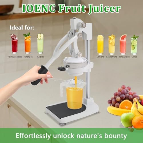 Cast Iron Juicer 304 Stainless Steel Citrus Press & Lemon Squeezer Fresh Fruit Juice Extractor Manual Juicers for Orange Grapefruit Lemon Lime Pomegranate and Much More,Easy to Clean and Use
