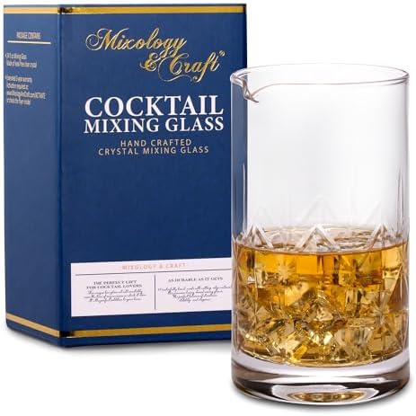 Mixology & Craft 24oz Crystal Cocktail Mixing Glass – Lead-Free Clarity, Stable Weighted Base, Specialty Bar Tool for Martinis, Negronis, Old Fashioned, Home Bar Displays, Entertaining and Gift Giving