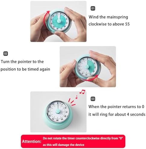 Elegant Stainless Steel Vintage Kitchen Timer with Magnetic Attachment - 60-Minute Countdown & Audible Alarm, Perfect for Cooking, Office Tasks, and Study Sessions (01-Pink)