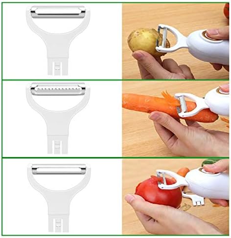 Electric Potato Peeler, Handheld Electric Vegetables and Fruit Peeler 3-in-1 Pro Set, USB Rechargeable Kitchen Gadgets for Apples, Potato, Carrots, Cucumber