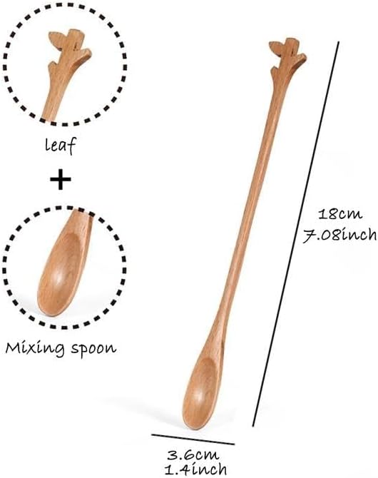 Wooden Spoons 6 Pack Mixing Spoons Wooden Utensils Cooking Spoons for Kitchen Mixing Salad Tasting Baking Stirring Serving Food (Leaf Design)