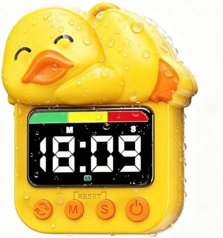 Yellow Duck Visual Timer Waterproof Shower Timer - Digital Bathroom/Kitchen Timer for Wall Mount, Study, Swim