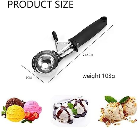 Ice Cream Scoop Large Sized (6cm) Stainless Steel Cookie Scoop for Ice Cream, with Easy Trigger Release Good Grips for Mashed Potato, Meatballs, Mellon Balls Fruit Salad and Cookie