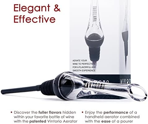 Wine Aerator Pourer and Replacement O-Rings and Air Tubes by Vintorio