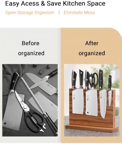 Wooden Magnetic Knife Block,Large Magnetic Knife Holder for Countertop