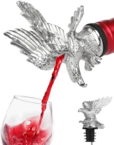 Bald Eagle Wine Pourer Bottle Stopper, Zinc Alloy Metal Eagle Wine Spout for Wine & Liquor Bottles, Drip Free Universal Fit Zinc Alloy Animal Wine Pourer Bar Accessory, Patriotic Wine Gifts for Men