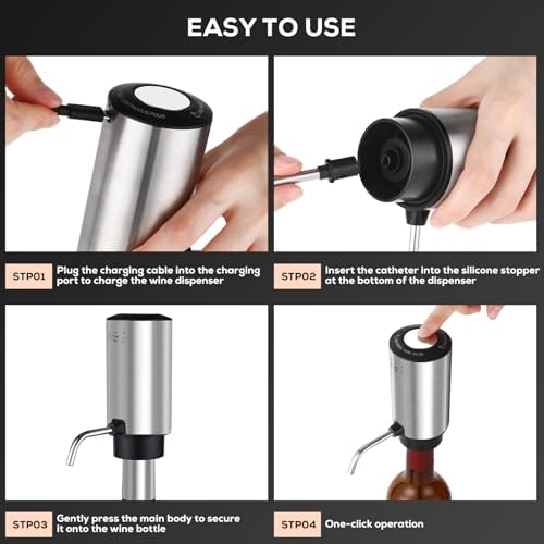 BLUBYEES Electric Wine Aerator 3-in-1 Automatic Wine Decanter & Dispenser