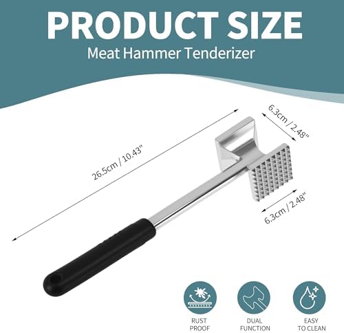 VOCOSTE Meat Tenderizer Mallet, Aluminum Alloy Kitchen Double-sided Meat Pounder Flattened, Meat Mallet Hammer, Steak Chicken Beef Tenderizer Tool