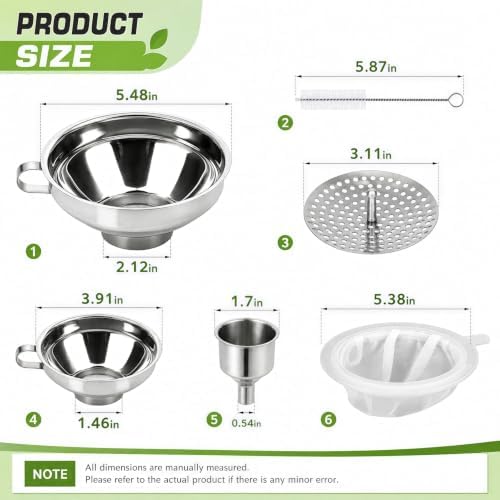 5 Pack Stainless Steel Canning Funnel for Filling Mason Jar