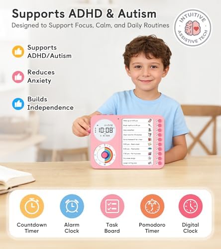 3-in-1 Visual Timer & ADHD Tool for Kids with Chore Chart & Planning Board