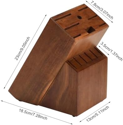 Wood Kitchen Knife Block, Universal Kitchen Knife Holder Kitchen Knife Storage Rack 14 Slots Knife Holder