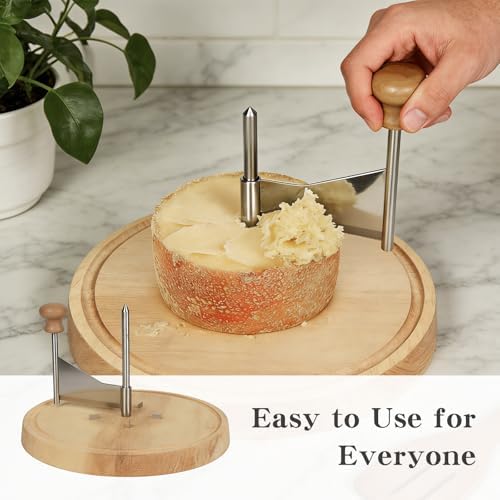 Cheese Curler Wheel with Wooden Board – Ideal Cheese Slicer Tool for Charcuterie Boards, Wine Evenings, Dinner Gatherings, Creates Perfect Petals and Curls
