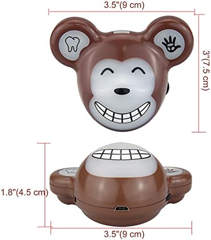 LUXSWAY Cute Animal Toothbrushing Timer for Kids with Musical Volume, 2 Minute Kid Timer for Teeth, 20 Seconds Wash Hand for Kids Training, Rechargeable Colored Led Light Visual- Monkey