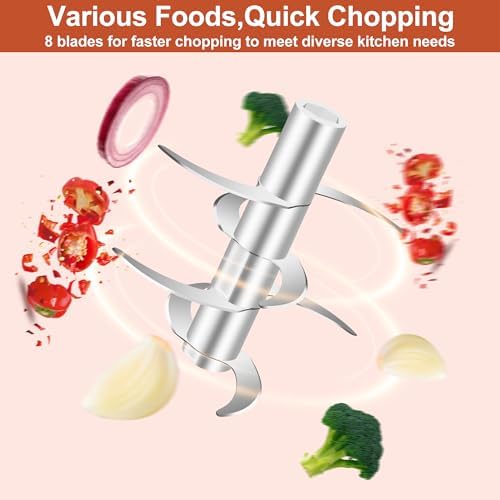 450ML (1.8 Cup) Electric Garlic Chopper, Mini Portable Food Processor