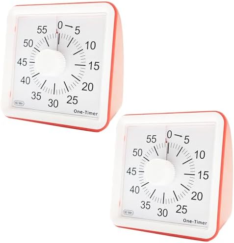 60 Minutes Countdown Visual Timer,Manage Time Well for Kids and Adults,Silent Travel Time Design for Education,Classroom,Home,Office (2*Red)