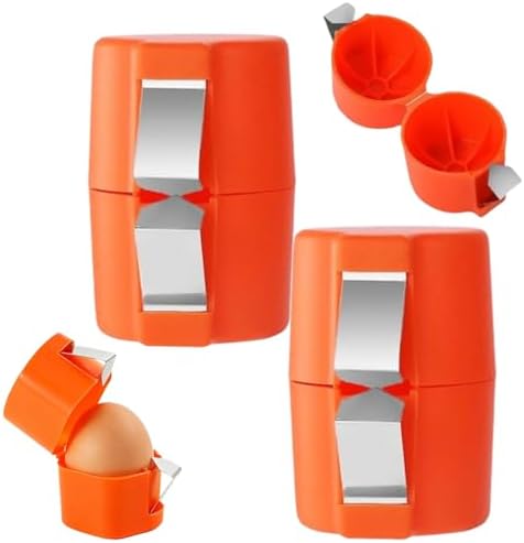 Egg Shell Opener, 2026 Upgrade Egg Shell Separator for Raw Eggs Gadgets Cracker Tool, Stainless Steel Eggs Cutter Eggs Cracker Tool Multifunctional Egg Cutter for Home Kitchen (Orange, 2 pack)