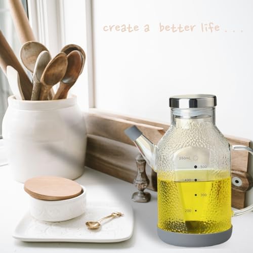 High Borosilicate Glass Oil Bottle,Olive Oil Dispenser for Kitchen