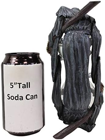 Ebros Gift 7.75" Tall Soul Harvester Time Waits for No Man Gothic Grim Reaper with Scythe Sand Timer Statue by Anne Stokes Macabre Ossuary Hell Skeletons Sandtimer Desktop Shelf Decorative Figurine
